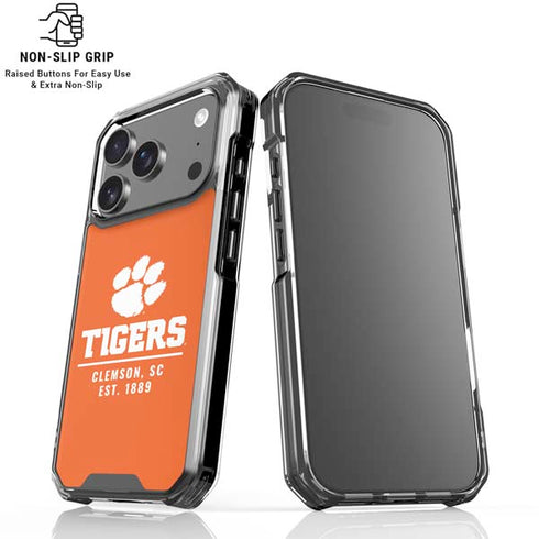Clemson University Tigers Est 1889 Orange iPhone 18 Pro Clear Case