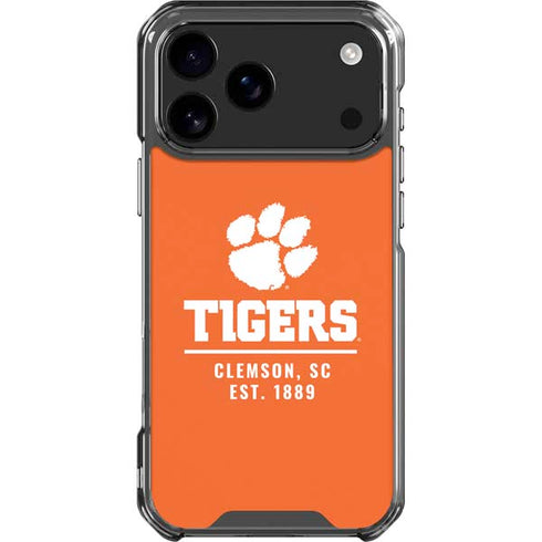 Clemson University Tigers Est 1889 Orange iPhone 18 Pro Max Clear Case