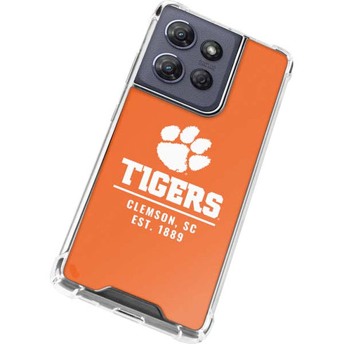 Clemson University Tigers Est 1889 Orange Moto G 5G (2025) Clear Case