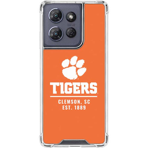 Clemson University Tigers Est 1889 Orange Moto G Stylus 5G (2025) Clear Case