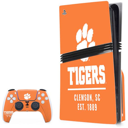 Clemson University Tigers Est 1889 Orange PS5 Pro Disk Bundle Skin