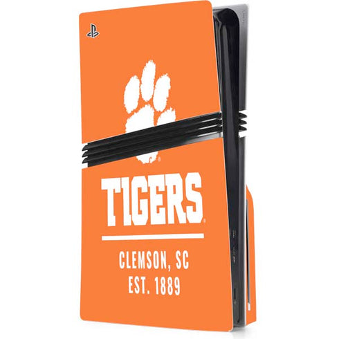 Clemson University Tigers Est 1889 Orange PS5 Pro Disk Console Skin