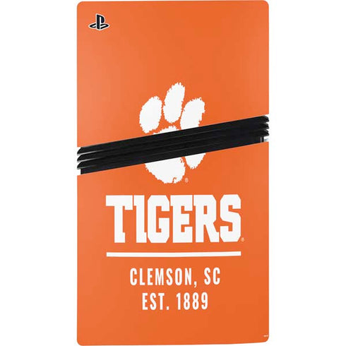 Clemson University Tigers Est 1889 Orange PS5 Pro Disk Console Skin