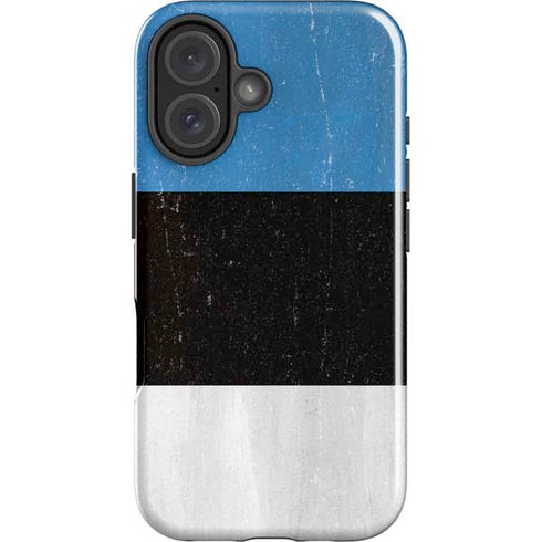 Estonia Flag Distressed iPhone 16 Plus Impact Case