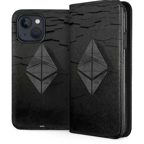 Ethereum Textured Logo iPhone 15 Plus Folio Case