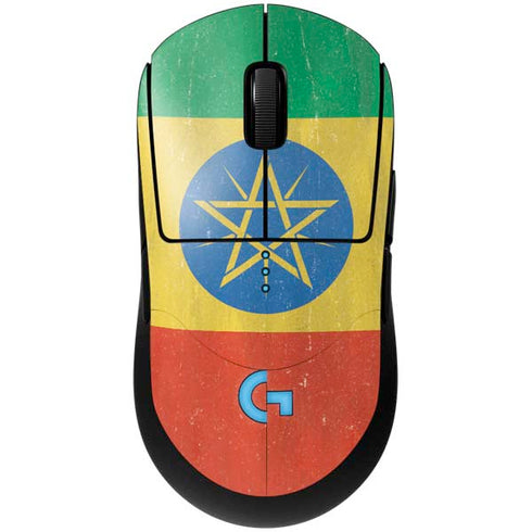 Ethiopia Flag Distressed G Pro Wireless Gaming Mouse Skin