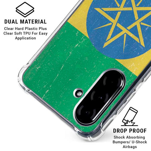Ethiopia Flag Distressed Galaxy A36 5G Clear Case
