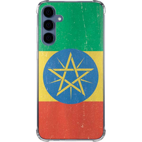 Ethiopia Flag Distressed Galaxy A55 5G Clear Case