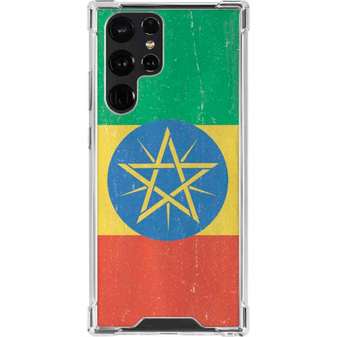 Ethiopia Flag Distressed Galaxy S23 Ultra Clear Case