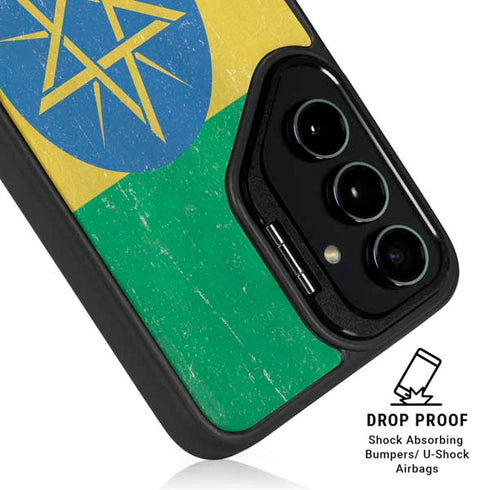 Ethiopia Flag Distressed Galaxy S25 Plus Kickstand Case