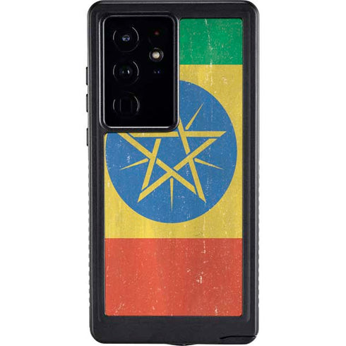 Ethiopia Flag Distressed Galaxy S24 Ultra Waterproof Case