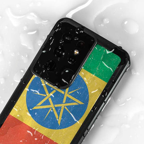 Ethiopia Flag Distressed Galaxy S24 Ultra Waterproof Case
