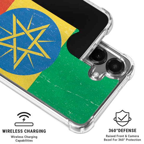 Ethiopia Flag Distressed Galaxy S26 Plus Clear Case