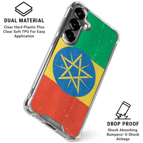 Ethiopia Flag Distressed Galaxy S26 Plus Clear Case