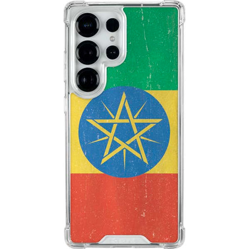 Ethiopia Flag Distressed Galaxy S26 Ultra Clear Case