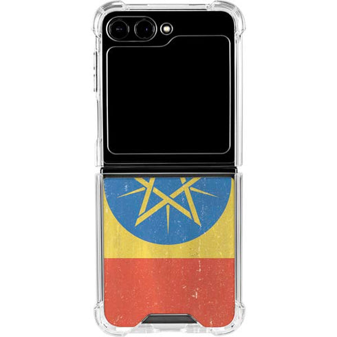 Ethiopia Flag Distressed Galaxy Z Flip6 Clear Case