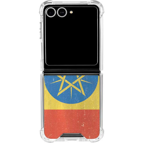 Ethiopia Flag Distressed Galaxy Z Flip7 Clear Case