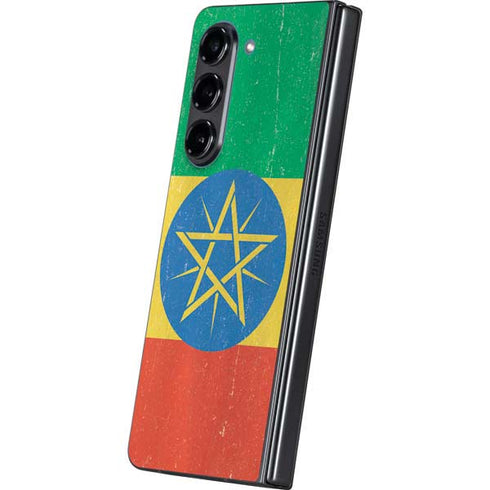 Ethiopia Flag Distressed Galaxy Z Fold5 5G Skin