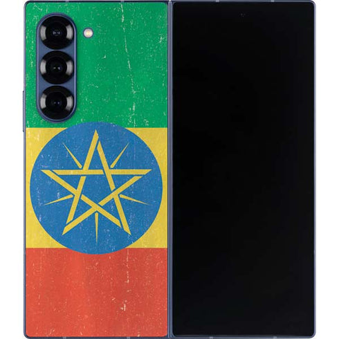 Ethiopia Flag Distressed Galaxy Z Fold6 Skin