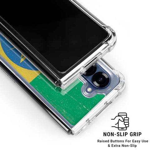 Ethiopia Flag Distressed Galaxy Z Fold7 Clear Case
