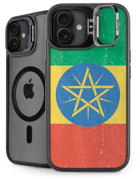 Ethiopia Flag Distressed iPhone 16 Kickstand Case