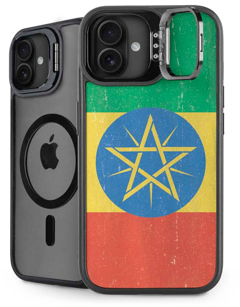 Ethiopia Flag Distressed iPhone 16 Plus Kickstand Case