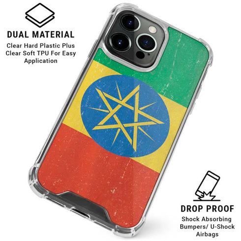 Ethiopia Flag Distressed iPhone 16 Pro Max Clear Case