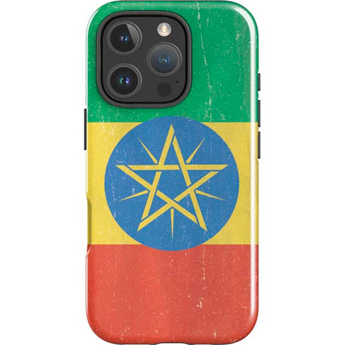 Ethiopia Flag Distressed iPhone 16 Pro Max Impact Case