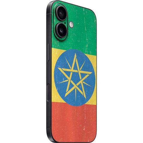 Ethiopia Flag Distressed iPhone 16 Skin