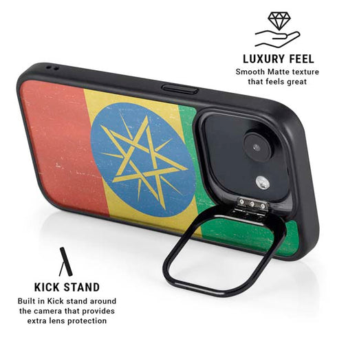 Ethiopia Flag Distressed iPhone 16e Kickstand Case