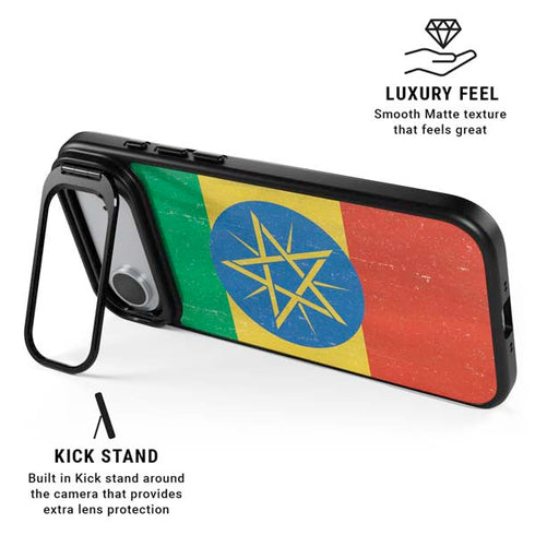 Ethiopia Flag Distressed iPhone 17 Air Kickstand Case
