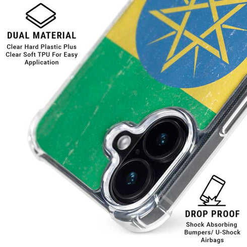 Ethiopia Flag Distressed iPhone 17 Clear Case