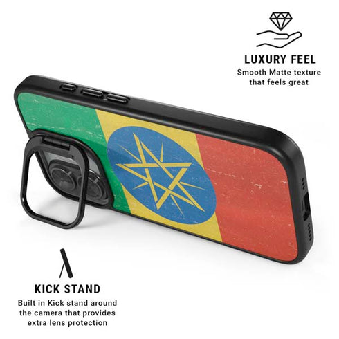 Ethiopia Flag Distressed iPhone 17 Kickstand Case