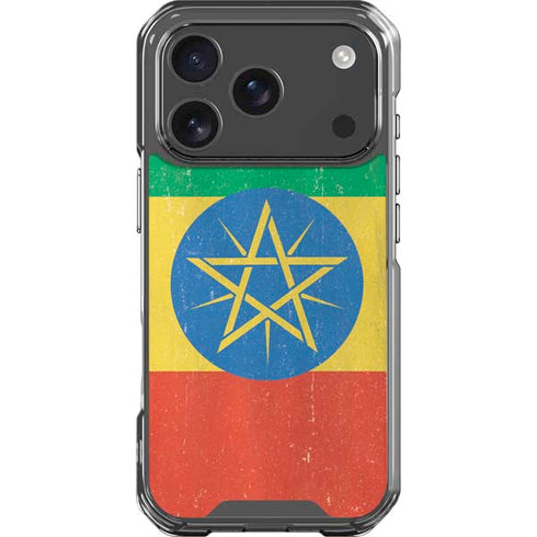 Ethiopia Flag Distressed iPhone 17 Pro Clear Case