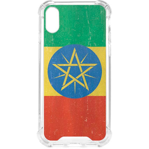 Ethiopia Flag Distressed iPhone XS Clear Case