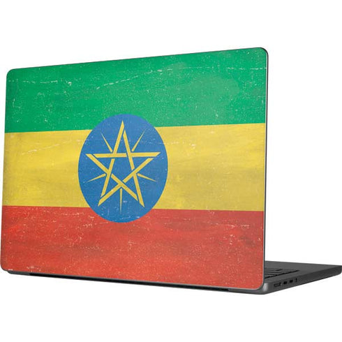 Ethiopia Flag Distressed Apple MacBook Pro 14-inch Skin