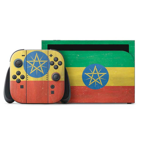 Ethiopia Flag Distressed Nintendo Switch 2 (2025) with Joy-Con Skin