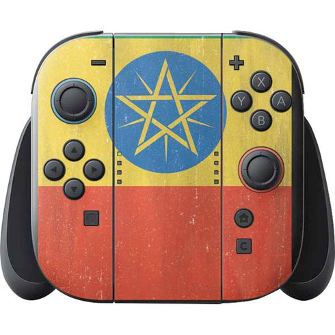 Ethiopia Flag Distressed Nintendo Switch 2 (2025) with Joy-Con Skin