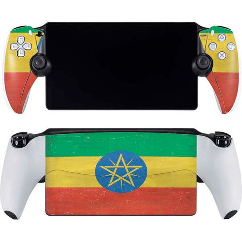 Ethiopia Flag Distressed PlayStation Portal Remote Player Skin