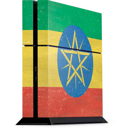Ethiopia Flag Distressed PlayStation PS4 Skins