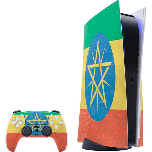 Ethiopia Flag Distressed PlayStation PS5 Skins