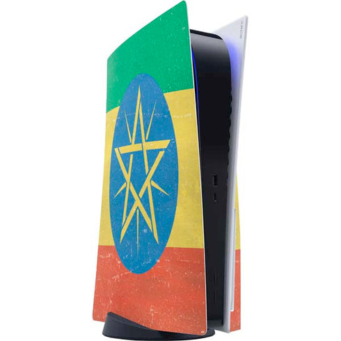 Ethiopia Flag Distressed PlayStation PS5 Skins