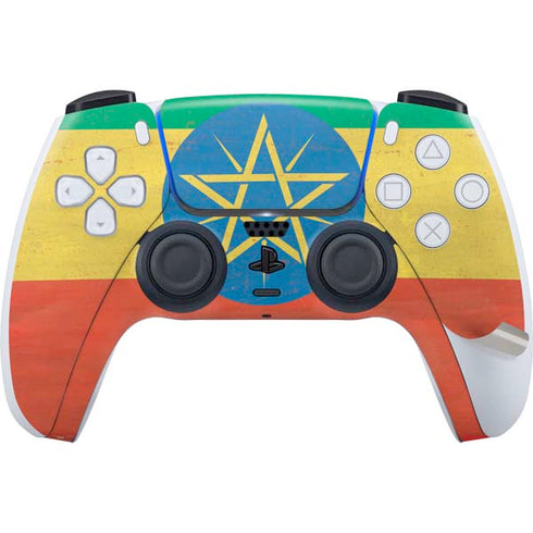 Ethiopia Flag Distressed PS5 Pro Disk Bundle Skin