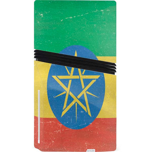 Ethiopia Flag Distressed PS5 Pro Disk Console Skin