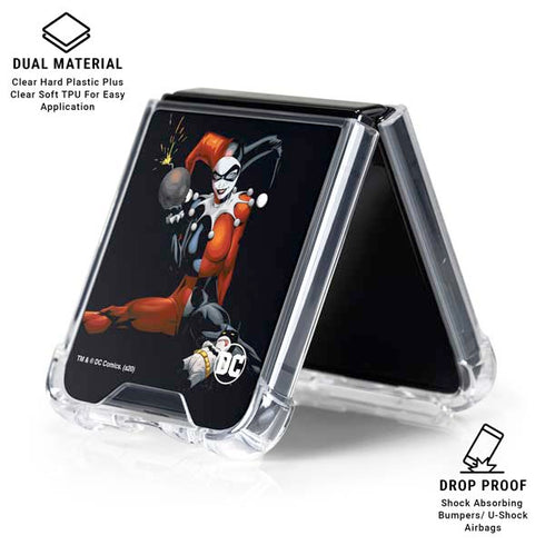 DC Comics Harley Quinn Playfull Pose Galaxy Z Flip7 Clear Case