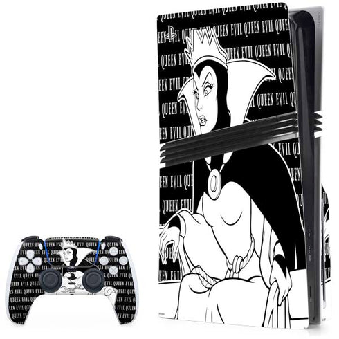 Disney Villains Evil Queen Black and White PS5 Pro Disk Bundle Skin