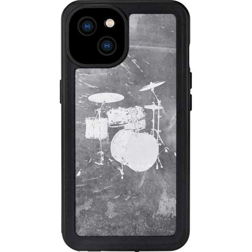 Faded Drumset iPhone 15 Plus Waterproof Case
