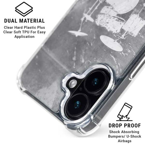 Faded Drumset iPhone 16 Plus Clear Case