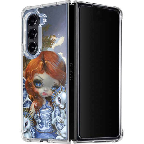 Fairy and Dragons with White and Blue Porcelain Wings by Jasmine Becket-Griffith Galaxy Z Fold5 5G Clear Case