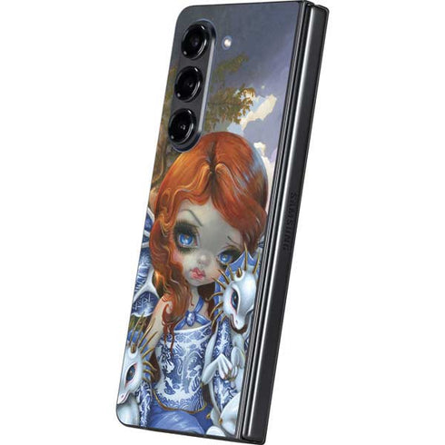 Fairy and Dragons with White and Blue Porcelain Wings by Jasmine Becket-Griffith Galaxy Z Fold5 5G Skin